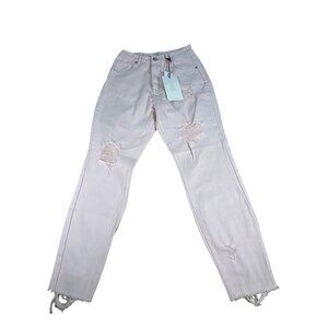 NEW Cotton On High 90s Mom Jeans Size 8 Pink Distressed High Rise Relaxed Fit
